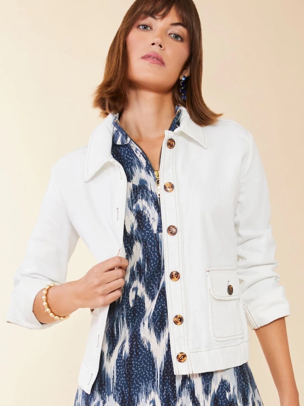 Spartina 449 Alder Denim Jacket Pearl White